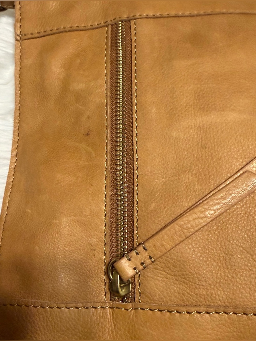 American Leather Co Mercer Woven Leather Hobo Shoulder Bag in Cognac Brown - Picture 7 of 11